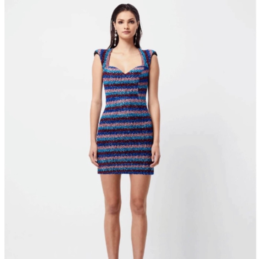 Elliatt Colorful Metallic Zigzag Tweed Dress